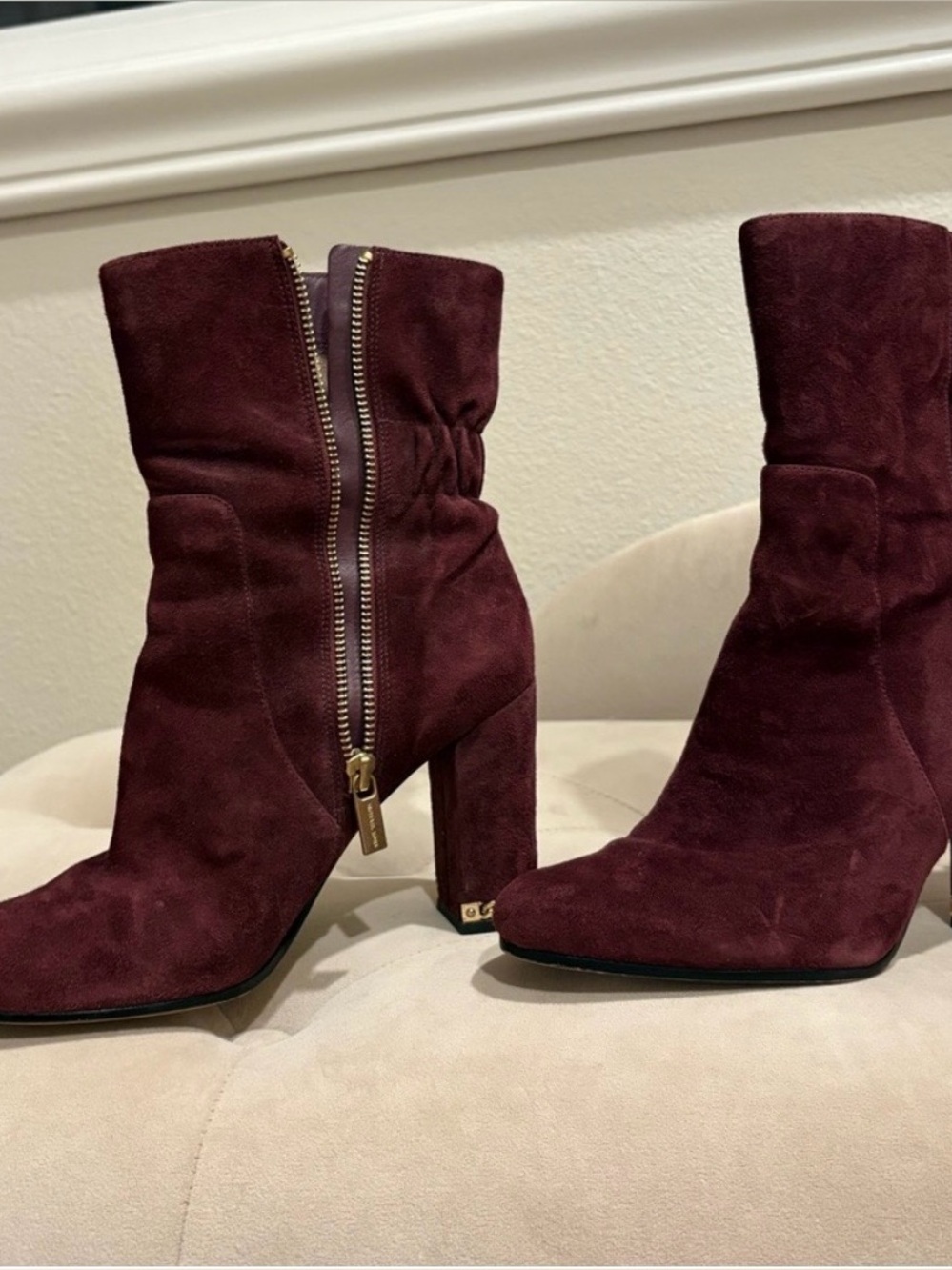 Michael kors Women's Suede Zip-Accent Ankle Boots in Burgundy